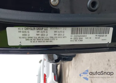 2012 Dodge Challenger Sxt из США, поврежденный, VIN 2C3CDYAG2CH246919